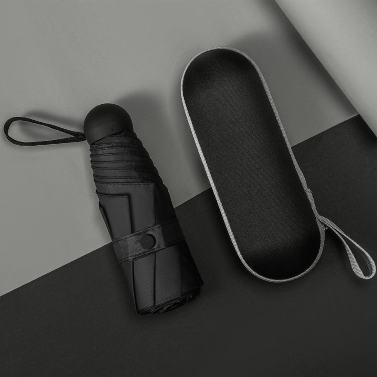 Capsule Umbrella Mini Pocket UV Resistant 2 Use 5 Section 8 Edged Outdoor Accessories Black