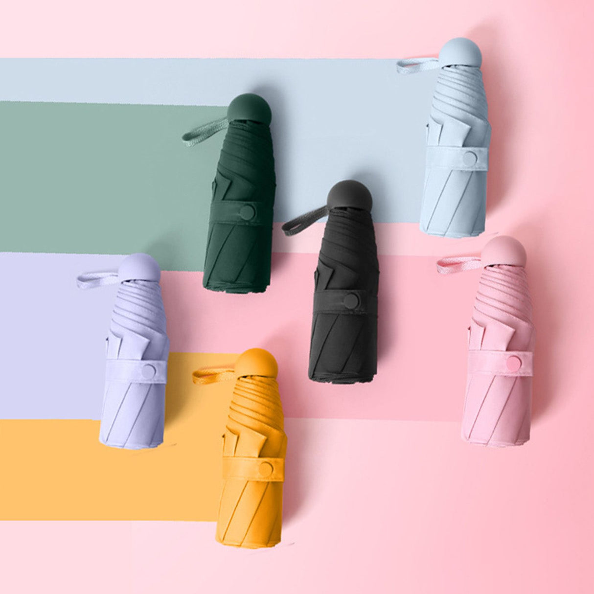 Capsule Umbrella Mini Pocket UV Resistant 2 Use 5 Section 8 Edged Outdoor Accessories Black