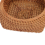 Rattan Storage Basket Hand Woven Simple Exquisite Rattan Organizer Storage Basket for Tea Sets Tableware S - Extra Image