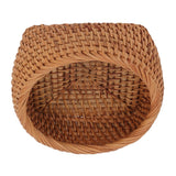 Rattan Storage Basket Hand Woven Simple Exquisite Rattan Organizer Storage Basket for Tea Sets Tableware M - Low Angle