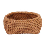 Rattan Storage Basket Hand Woven Simple Exquisite Rattan Organizer Storage Basket for Tea Sets Tableware L - Front View