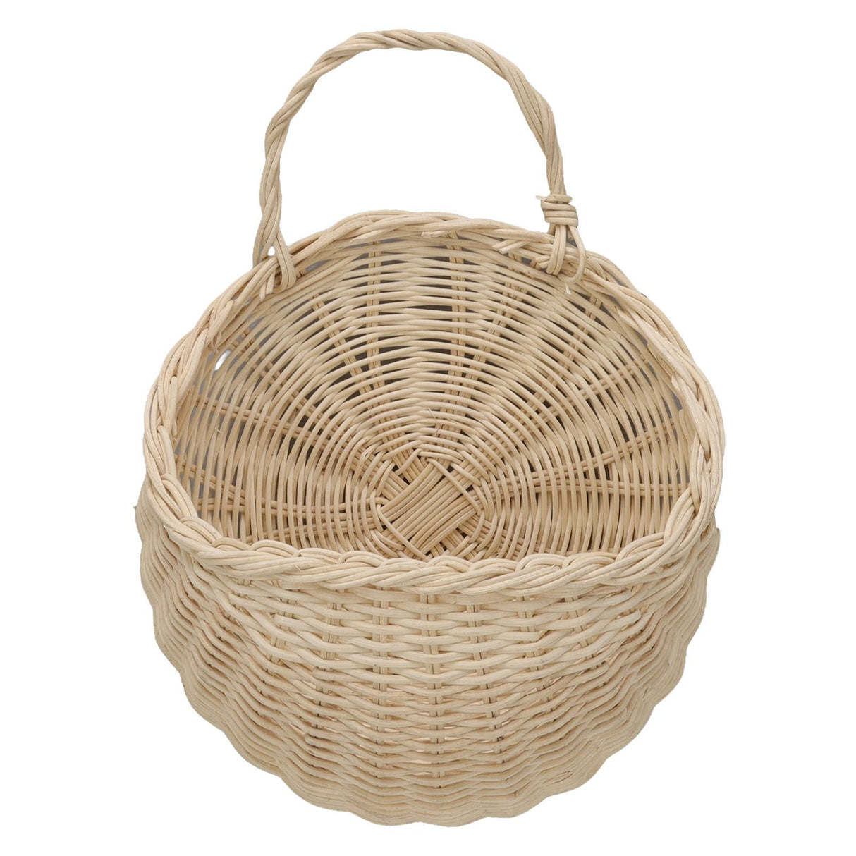Wall Hanging Rattan Basket Multifunctional Wall Mounted Woven Storage Basket for Home Beige