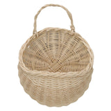 Wall Hanging Rattan Basket Multifunctional Wall Mounted Woven Storage Basket for Home Beige