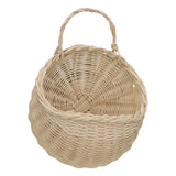 Wall Hanging Rattan Basket Multifunctional Wall Mounted Woven Storage Basket for Home Beige