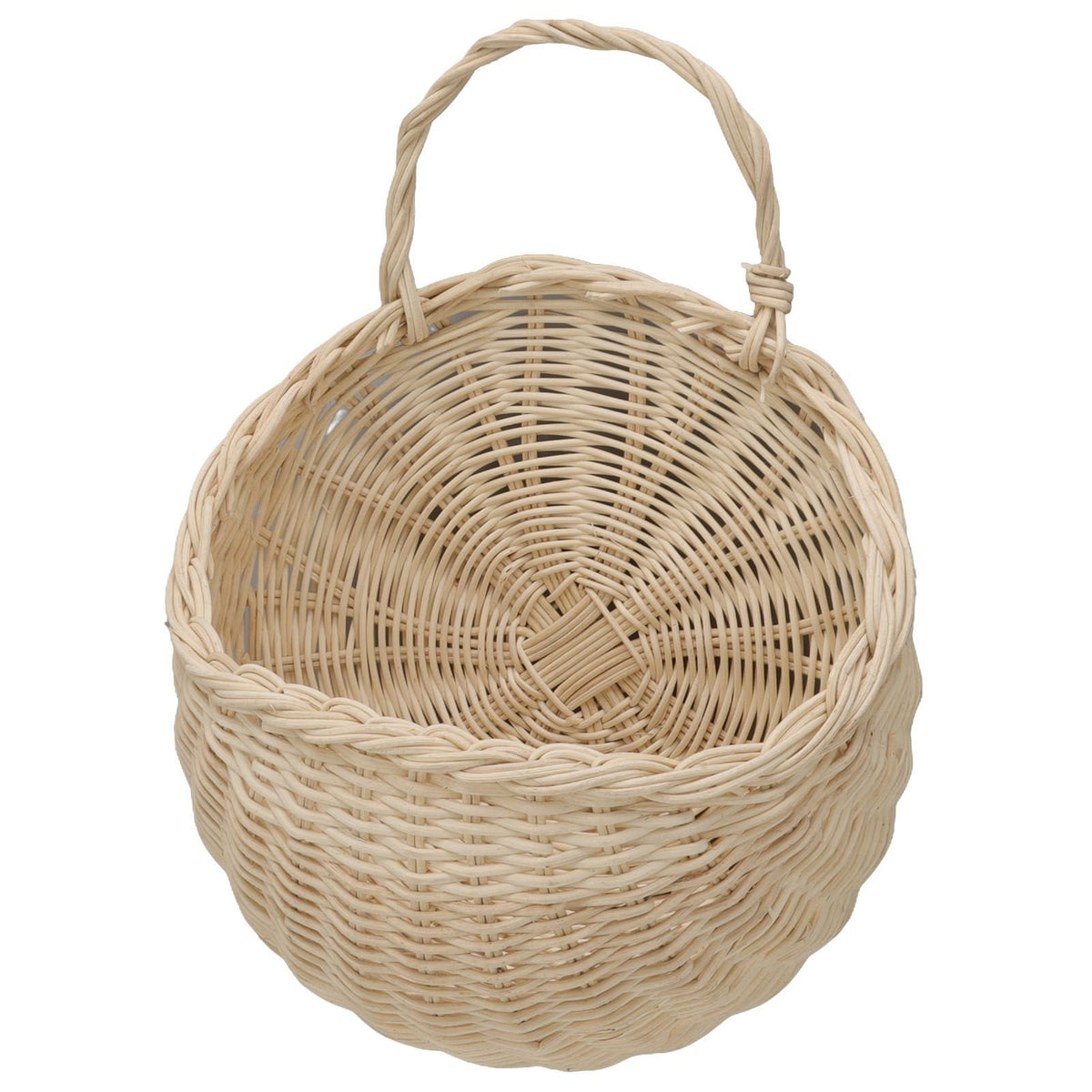 Wall Hanging Rattan Basket Multifunctional Wall Mounted Woven Storage Basket for Home Beige