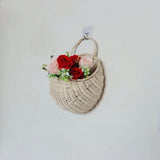 Wall Hanging Rattan Basket Multifunctional Wall Mounted Woven Storage Basket for Home Beige