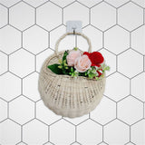 Wall Hanging Rattan Basket Multifunctional Wall Mounted Woven Storage Basket for Home Beige