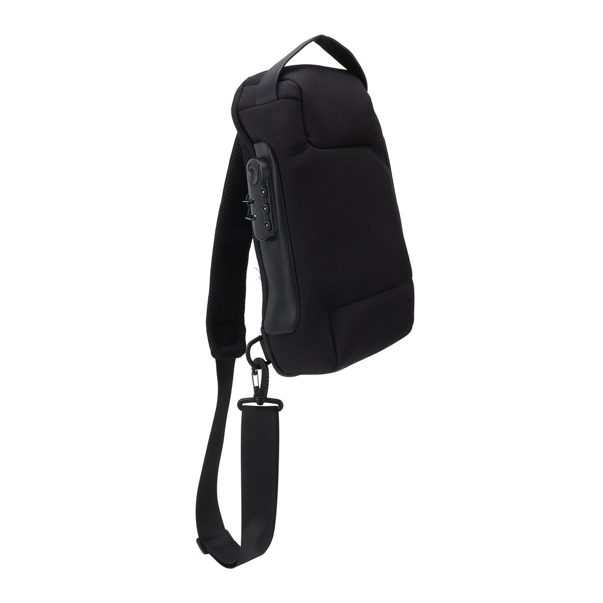 Shoulder Backpack Breathable Large Capacity Lockable Zipper Oxford Cloth Portable Sling Bag for Women Men Black
