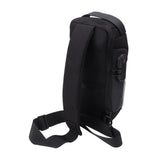 Shoulder Backpack Breathable Large Capacity Lockable Zipper Oxford Cloth Portable Sling Bag for Women Men Black - Top-Down View