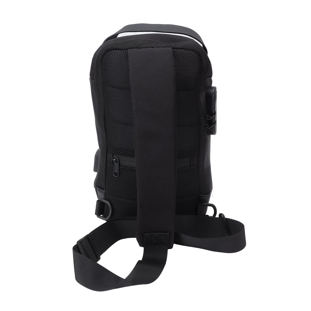 Shoulder Backpack Breathable Large Capacity Lockable Zipper Oxford Cloth Portable Sling Bag for Women Men Black