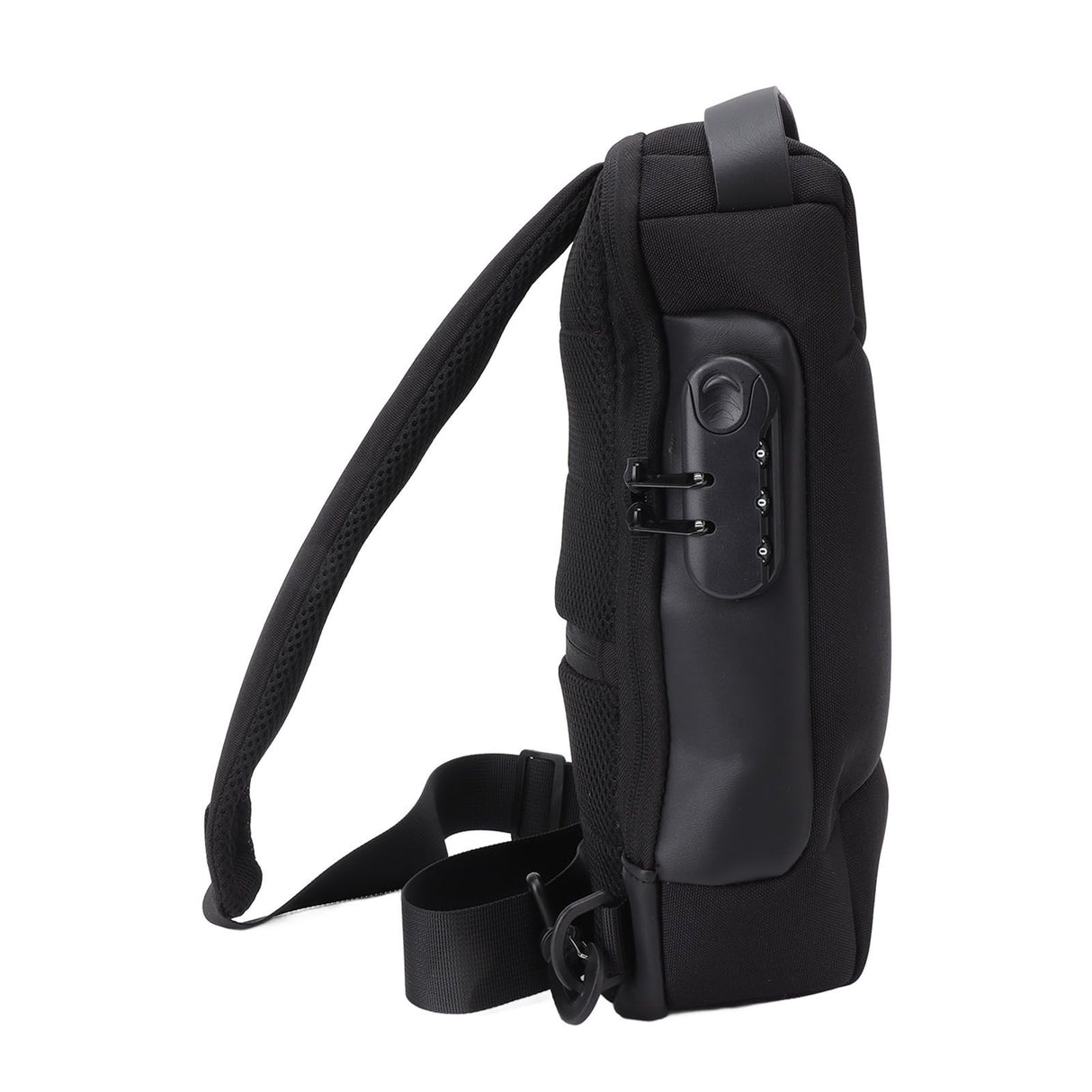 Shoulder Backpack Breathable Large Capacity Lockable Zipper Oxford Cloth Portable Sling Bag for Women Men Black