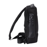 Shoulder Backpack Breathable Large Capacity Lockable Zipper Oxford Cloth Portable Sling Bag for Women Men Black - Rear View