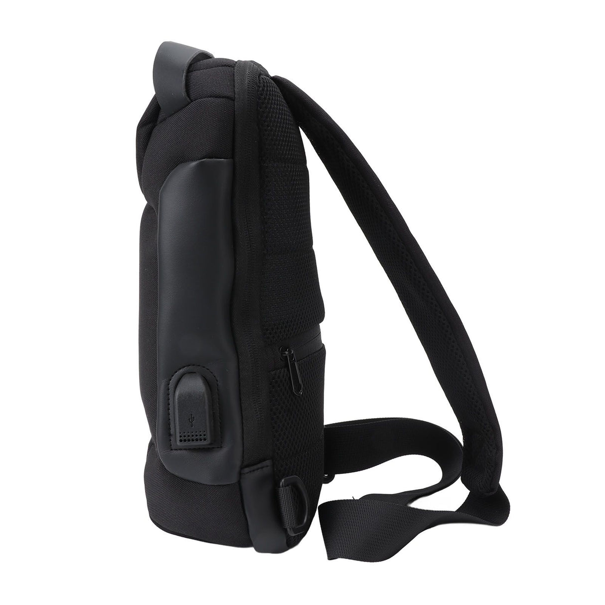 Shoulder Backpack Breathable Large Capacity Lockable Zipper Oxford Cloth Portable Sling Bag for Women Men Black