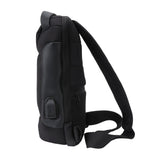 Shoulder Backpack Breathable Large Capacity Lockable Zipper Oxford Cloth Portable Sling Bag for Women Men Black - Close-Up Angle