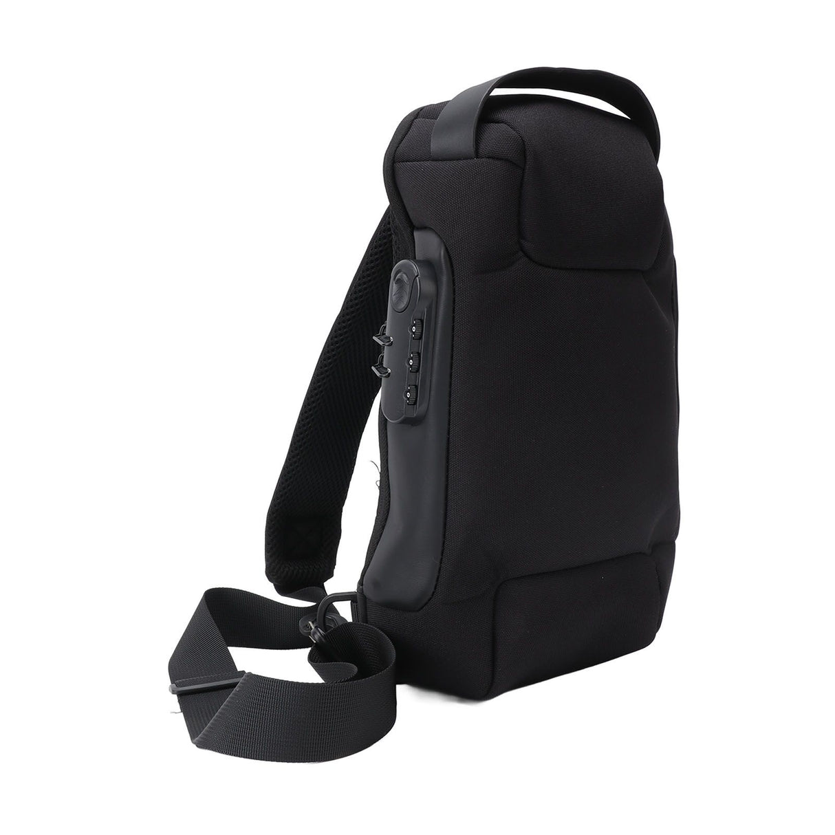 Shoulder Backpack Breathable Large Capacity Lockable Zipper Oxford Cloth Portable Sling Bag for Women Men Black