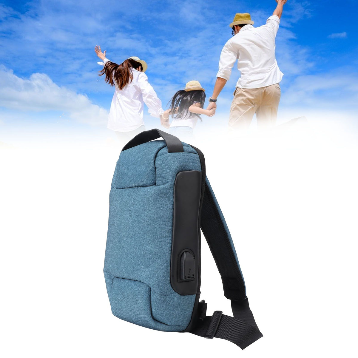 Shoulder Backpack Breathable Large Capacity Lockable Zipper Oxford Cloth Portable Sling Bag for Women Men OD Green