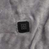 USB Electric Blanket Cozy Soft Portable Temperature Control Machine Washable Heated Shawl Throws for Car Home Travel Light Grey
