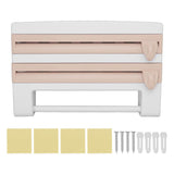 Cling Film Holder Wall Mount Multifunctional Cling Film Cutter with Screws for Kitchen Khaki