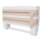 Cling Film Holder Wall Mount Multifunctional Cling Film Cutter with Screws for Kitchen Khaki