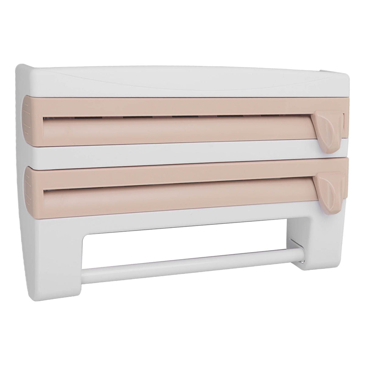 Cling Film Holder Wall Mount Multifunctional Cling Film Cutter with Screws for Kitchen Khaki