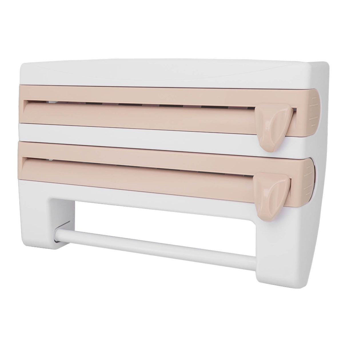 Cling Film Holder Wall Mount Multifunctional Cling Film Cutter with Screws for Kitchen Khaki