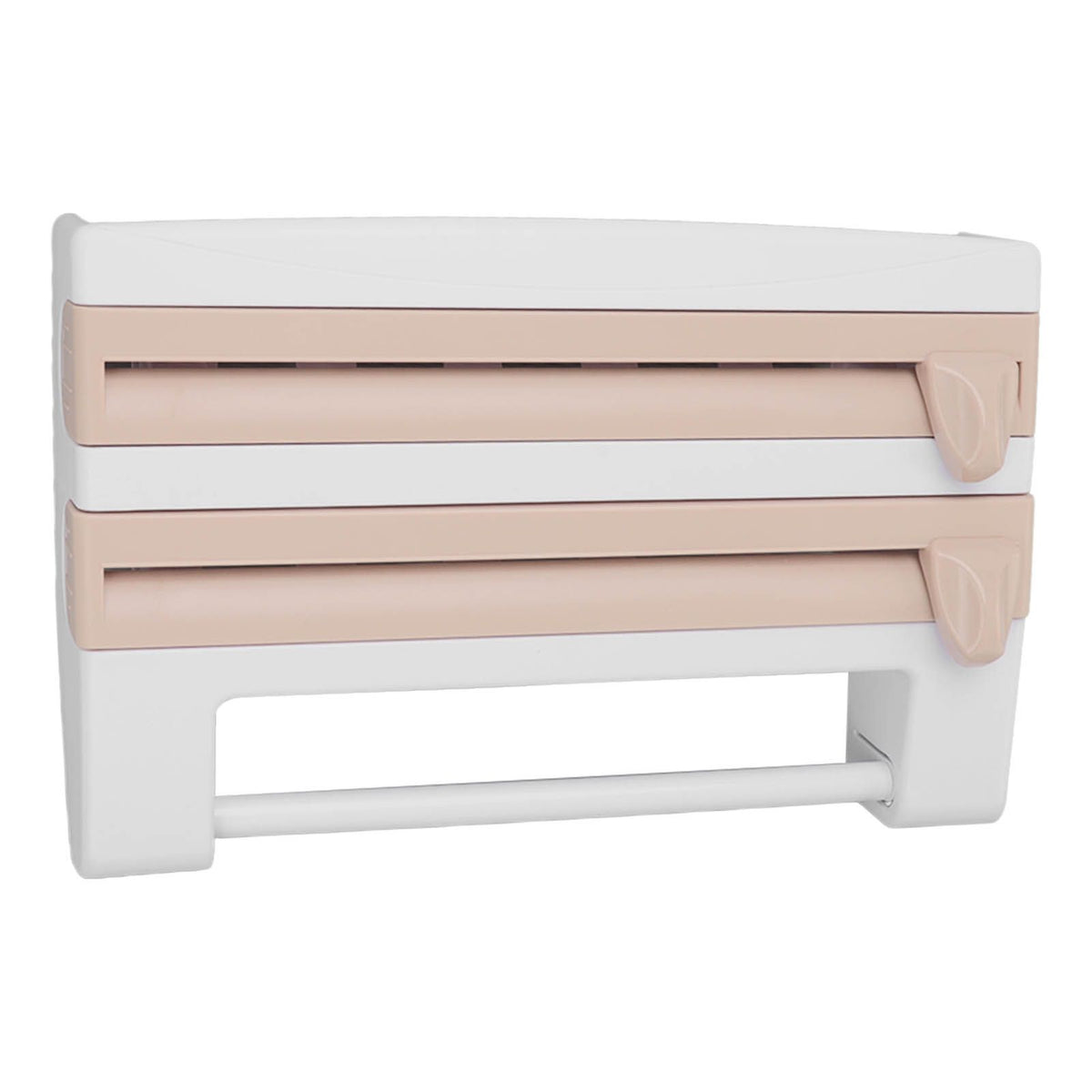 Cling Film Holder Wall Mount Multifunctional Cling Film Cutter with Screws for Kitchen Khaki