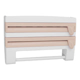Cling Film Holder Wall Mount Multifunctional Cling Film Cutter with Screws for Kitchen Khaki - Rear View