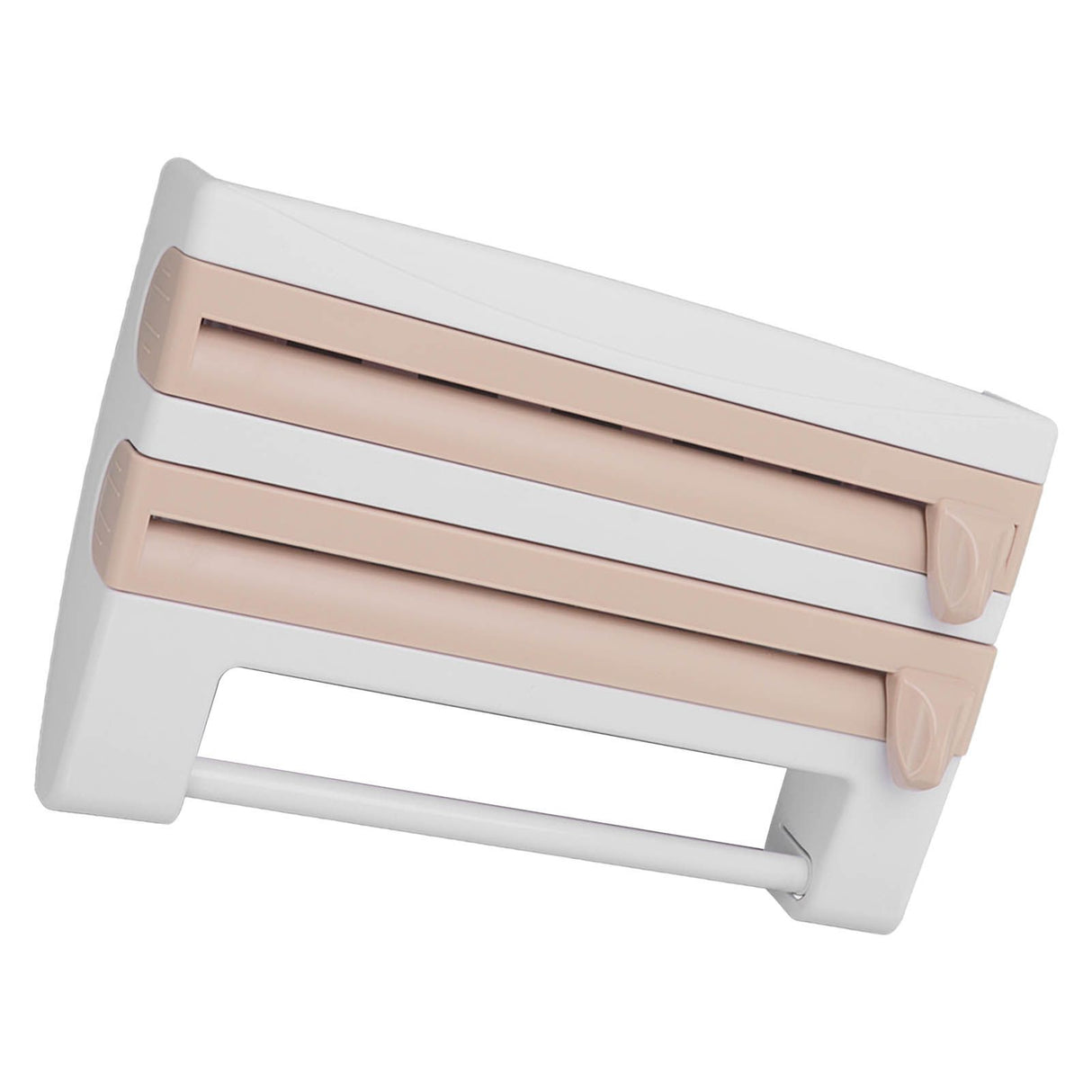 Cling Film Holder Wall Mount Multifunctional Cling Film Cutter with Screws for Kitchen Khaki