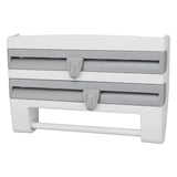 Cling Film Holder Wall Mount Multifunctional Cling Film Cutter with Screws for Kitchen Grey Blue