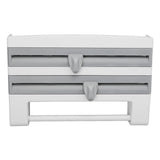 Cling Film Holder Wall Mount Multifunctional Cling Film Cutter with Screws for Kitchen Grey Blue - Top-Down View