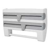 Cling Film Holder Wall Mount Multifunctional Cling Film Cutter with Screws for Kitchen Grey Blue