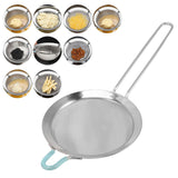 60 Mesh Fine Strainer Stainless Steel Handheld Flour Colander with Long Handle for Kitchen 14cm/5.5in