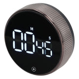 Kitchen Timer Rotating Silent Magnetic Suction Kids Study Timer LED Countdown Timer Black - Front View
