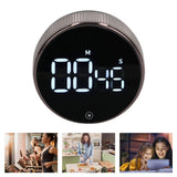 Kitchen Timer Rotating Silent Magnetic Suction Kids Study Timer LED Countdown Timer Black - Extra Image