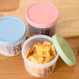 Storage Jars Plastic Material Stackable Transparent Body Large Capacity Rotatable Sealing Cover Airtight Jars with Lids Large Color Random - Rear View