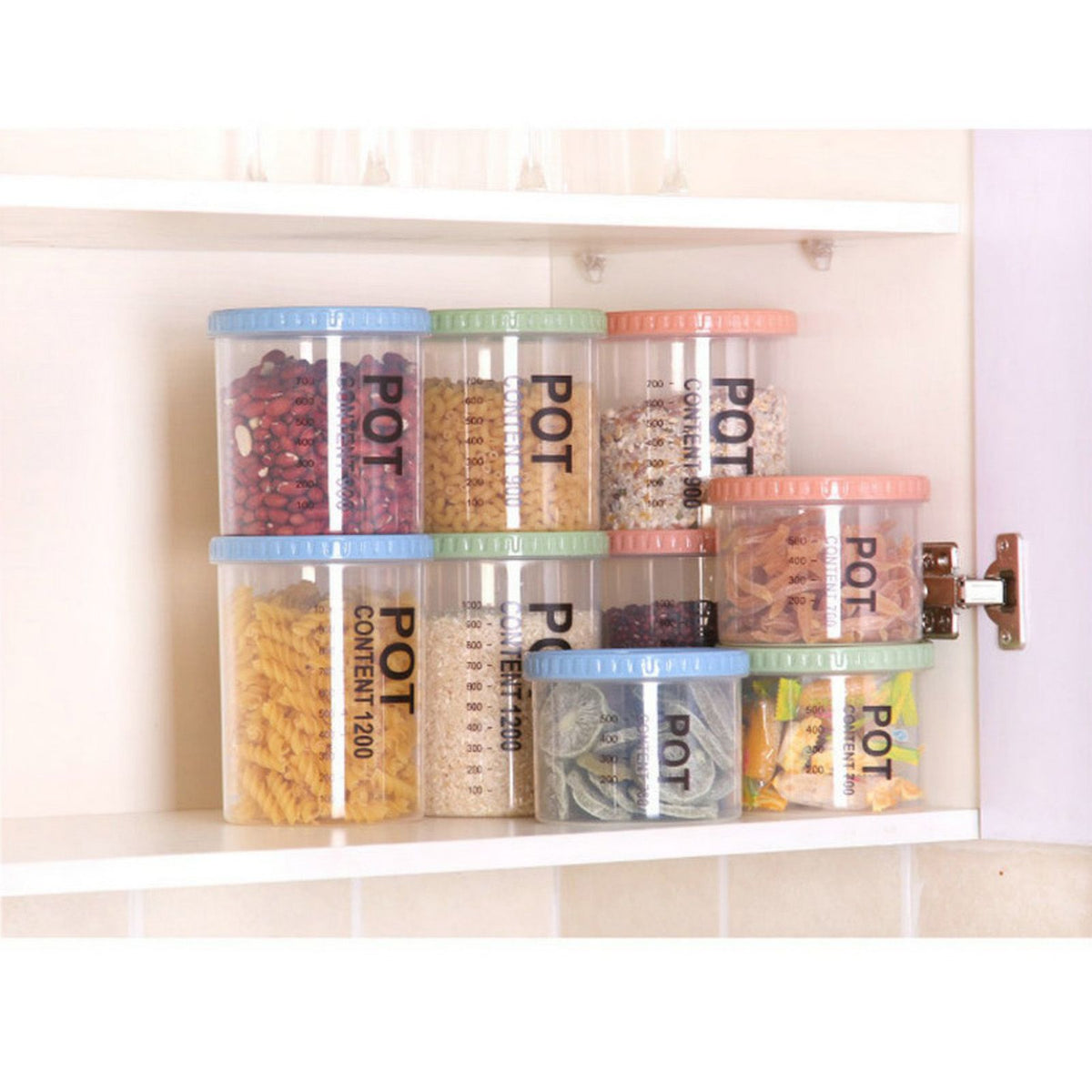 Storage Jars Plastic Material Stackable Transparent Body Large Capacity Rotatable Sealing Cover Airtight Jars with Lids Large Color Random