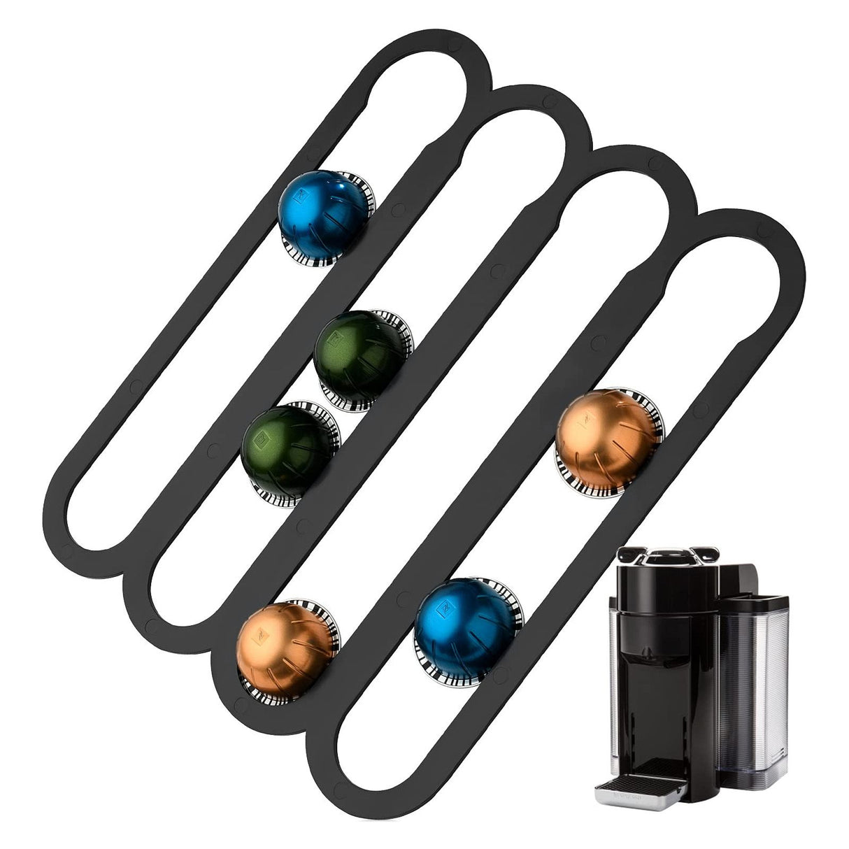 Wall Capsule Holder Compatible For VertuoLine Capsule Pods Vertically Horizontally Mounted Coffee Capsule Rack Storage Black
