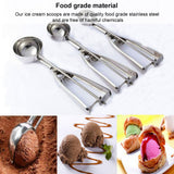 Stainless Steel Ice Cream Scoop Manual Ice Cream Ball Digger Scoop Kitchen Accessories 6cm/2.4in - Front View