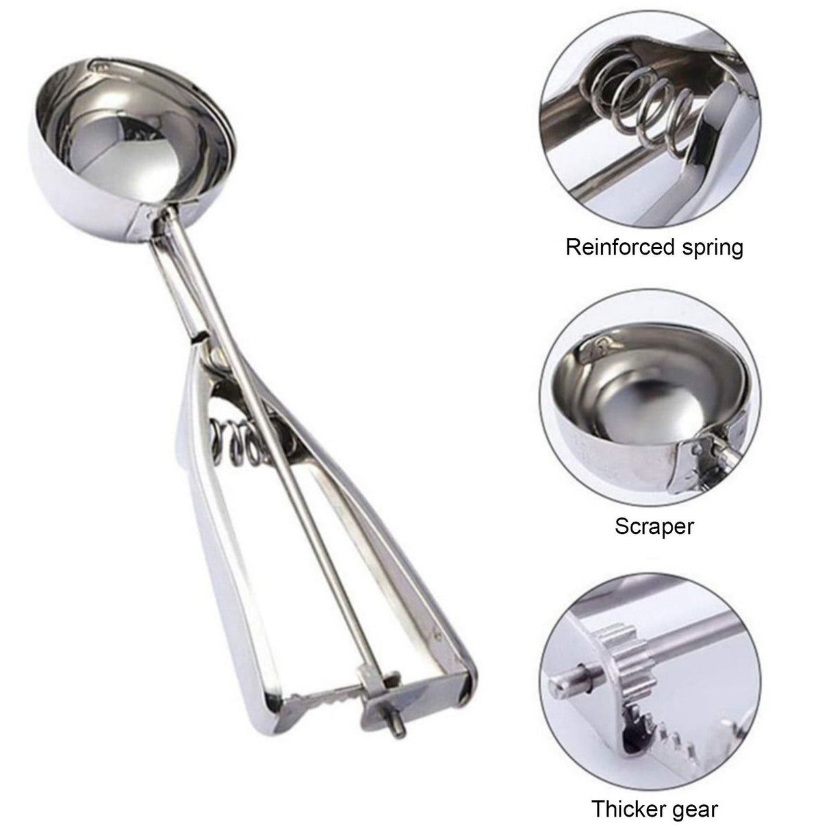 Stainless Steel Ice Cream Scoop Manual Ice Cream Ball Digger Scoop Kitchen Accessories 6cm/2.4in