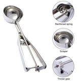 Stainless Steel Ice Cream Scoop Manual Ice Cream Ball Digger Scoop Kitchen Accessories 6cm/2.4in - Side View