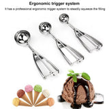 Stainless Steel Ice Cream Scoop Manual Ice Cream Ball Digger Scoop Kitchen Accessories 6cm/2.4in - Top-Down View