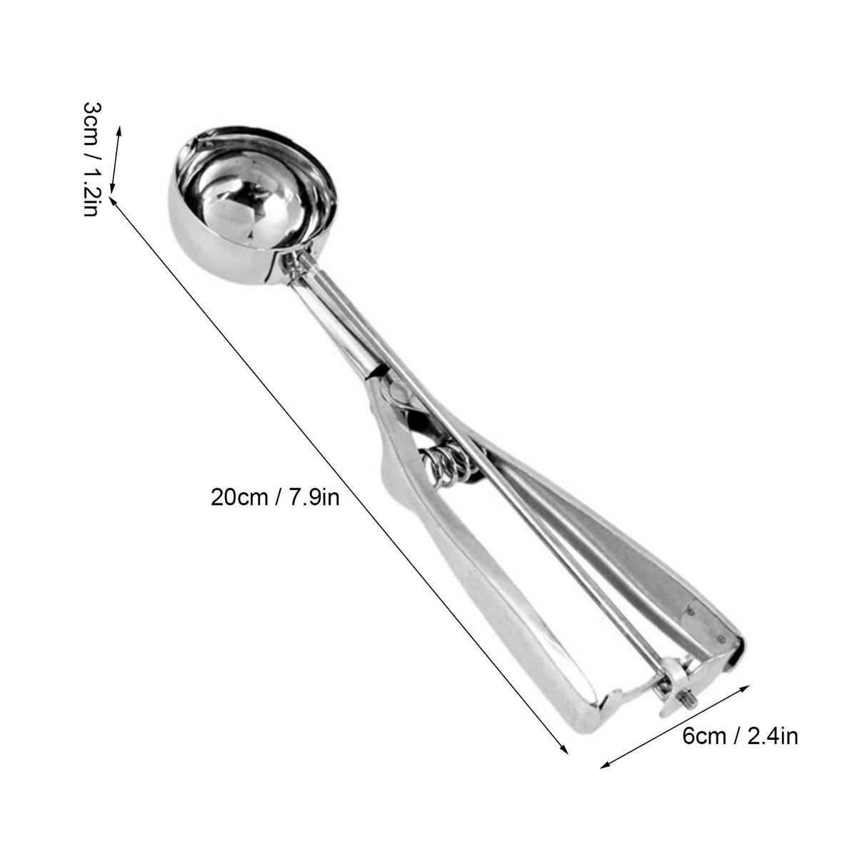 Stainless Steel Ice Cream Scoop Manual Ice Cream Ball Digger Scoop Kitchen Accessories 6cm/2.4in