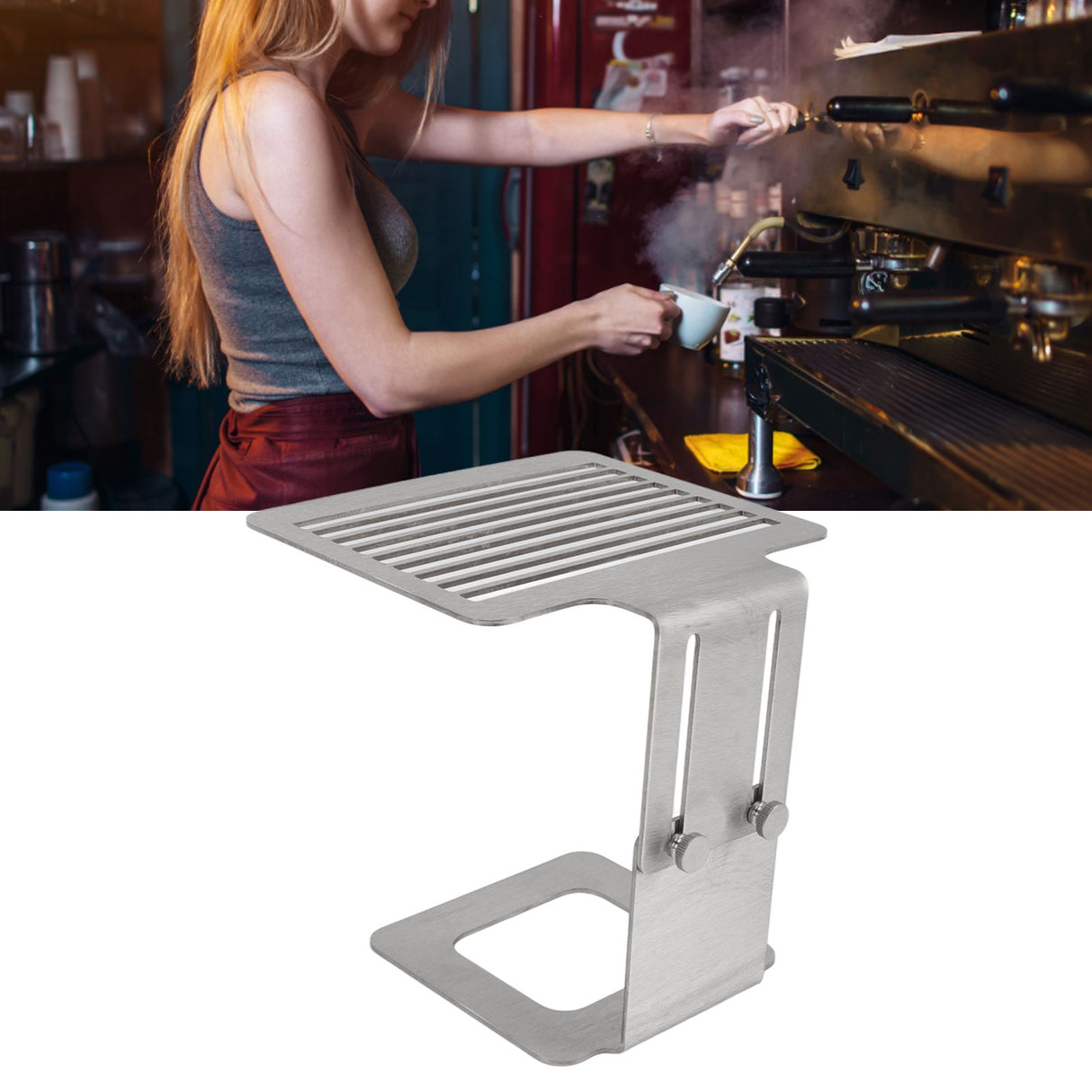 Coffee Machine Scale Rack Stainless Steel Height Adjustable Strong Weighing Rack Silver