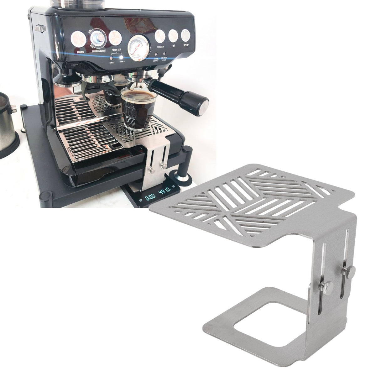Coffee Machine Electronic Scale Rack 304 Stainless Steel Adjustable Height Coffee Machine Scale Weighing Stand Silver