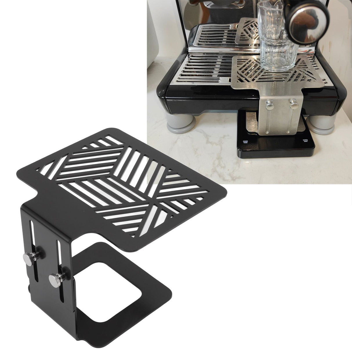 Coffee Machine Electronic Scale Rack 304 Stainless Steel Adjustable Height Coffee Machine Scale Weighing Stand Black