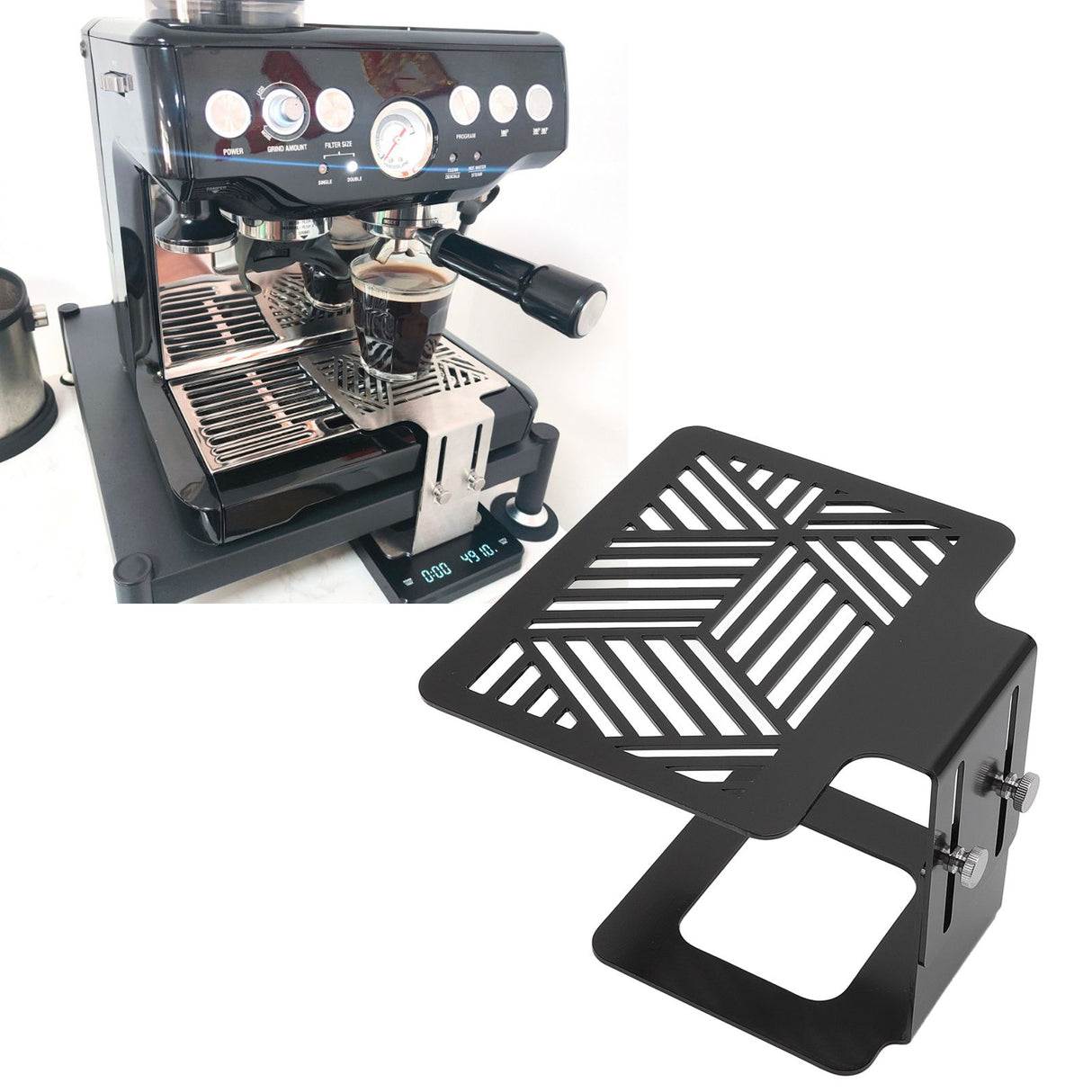 Coffee Machine Electronic Scale Rack 304 Stainless Steel Adjustable Height Coffee Machine Scale Weighing Stand Black