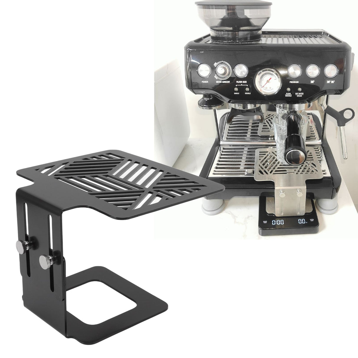 Coffee Machine Electronic Scale Rack 304 Stainless Steel Adjustable Height Coffee Machine Scale Weighing Stand Black