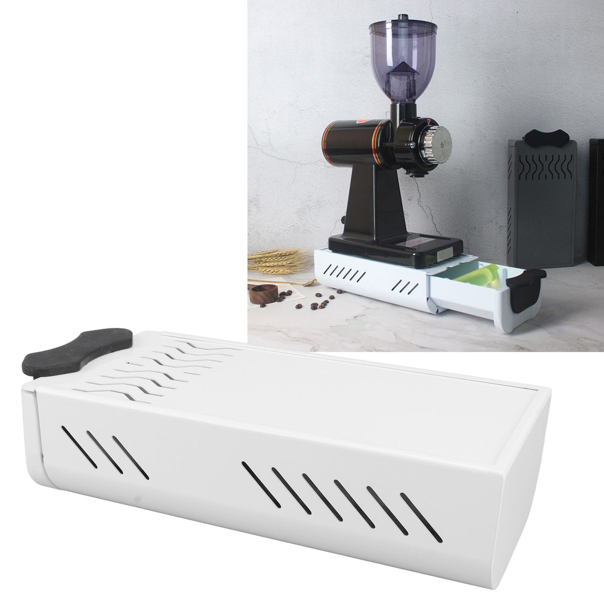 Knock Box Drawer Stainless Steel Detachable Anti Slip Feet Coffee Ground Knock Container White