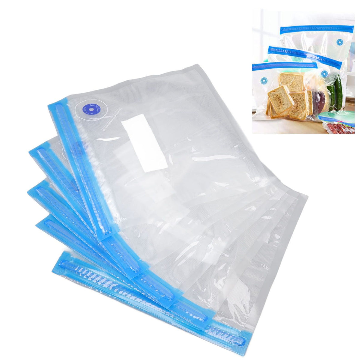 10pcs Food Vacuum Bag 22x21cm Household Thickened Transparent Food Grade Vacuum Sealer Bag for Kitchen