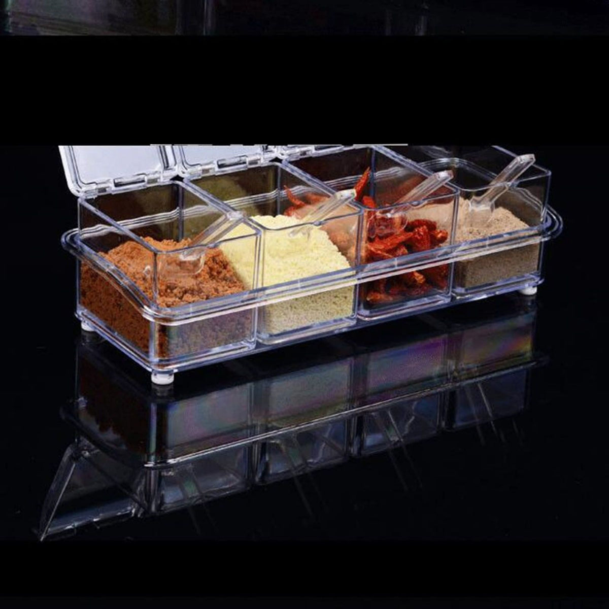 Kitchen Seasoning Jar Set Acrylic Condiment Storage Box Transparent Salt Sugar Spice Jar Set